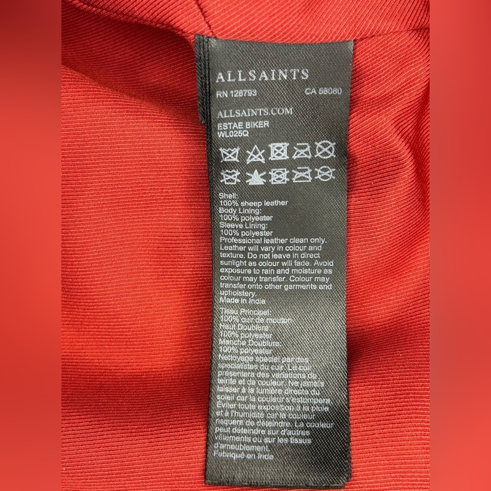 ALLSAINTS Black Sheep Leather Moto Biker Jacket Cropped Size 4 - Picture 10 of 16